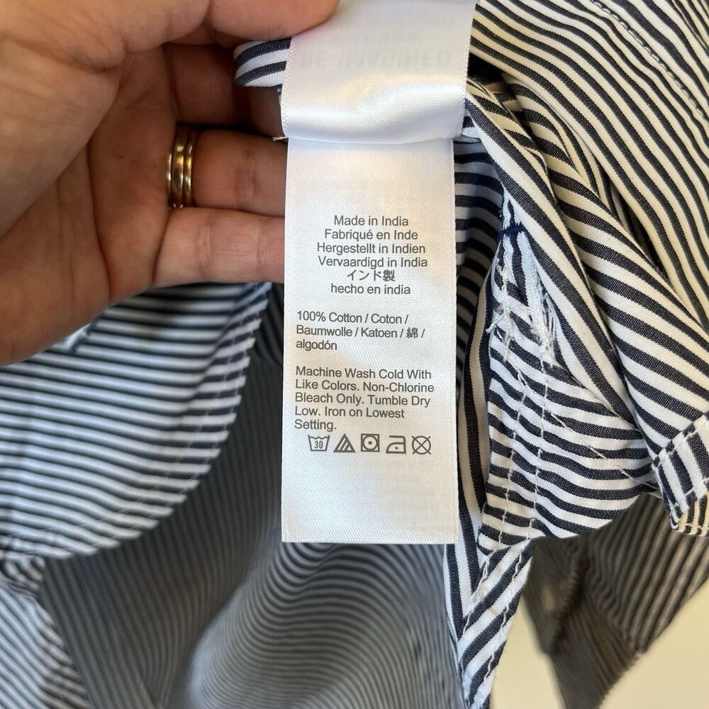 J.Crew Classic Fit Cotton Button Down Poplin Shirt Striped Black White Sz 6 NWTs - Picture 9 of 9